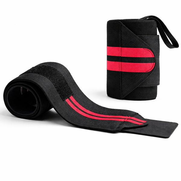 Training Wrist Wraps – Black / Red Stripes