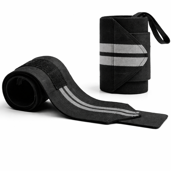 Training Wrist Wraps – Black / Grey Stripes