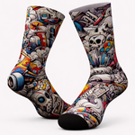 Load image into Gallery viewer, Colorful Skull Print Mid-Calf Socks – Unisex
