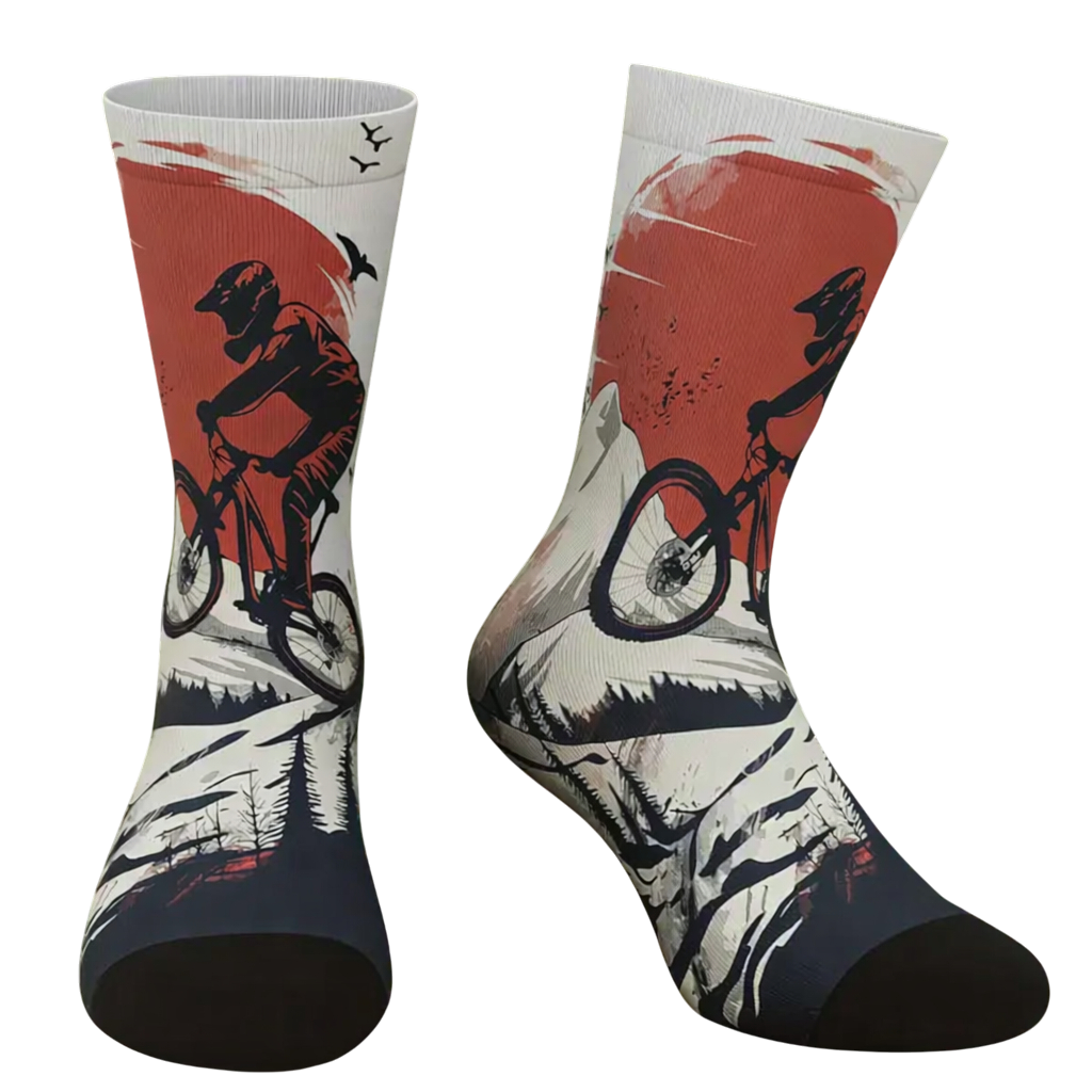 Cycling-Themed Performance Crew Socks – Unisex