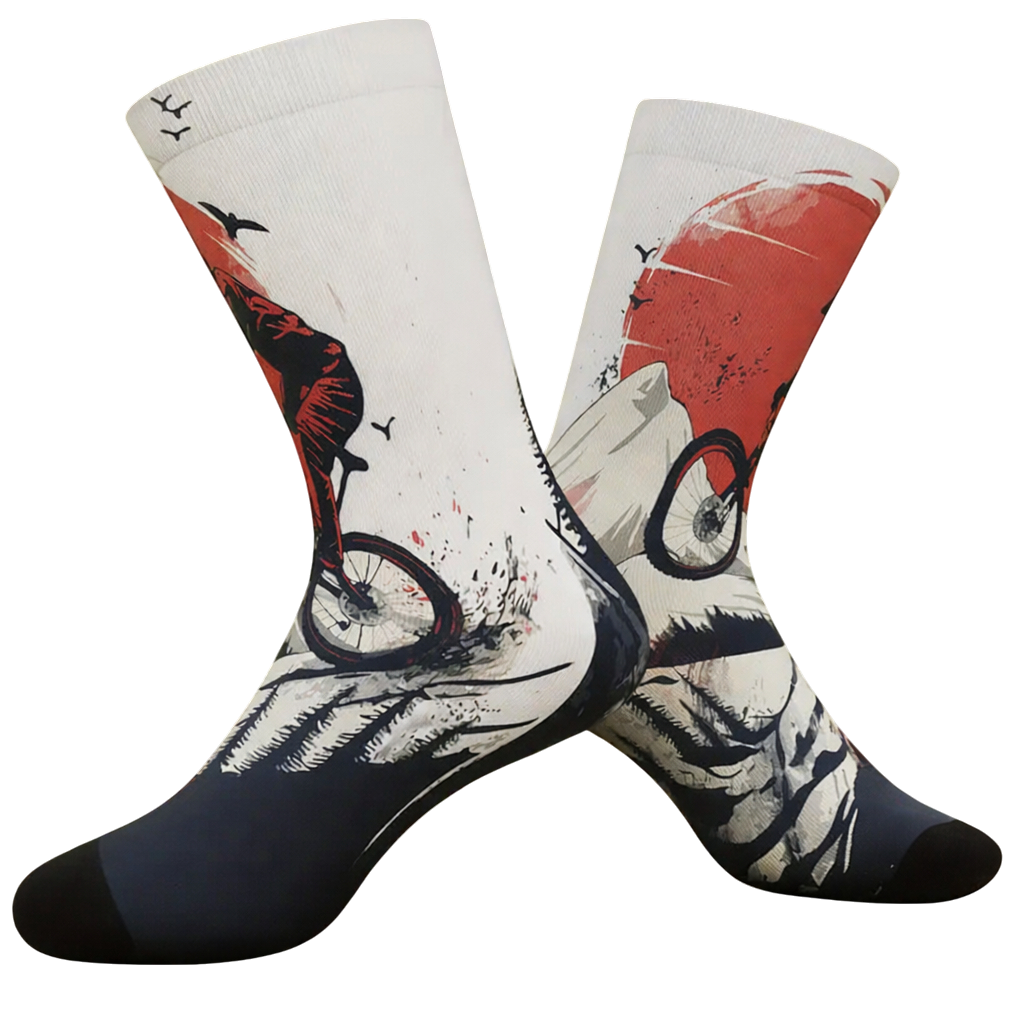 Cycling-Themed Performance Crew Socks – Unisex