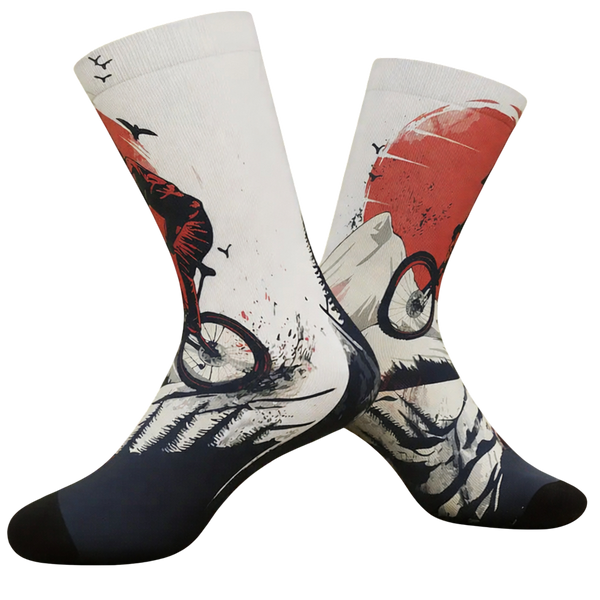 Cycling-Themed Performance Crew Socks – Unisex