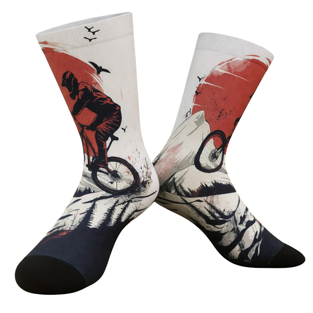 Cycling-Themed Performance Crew Socks – Unisex