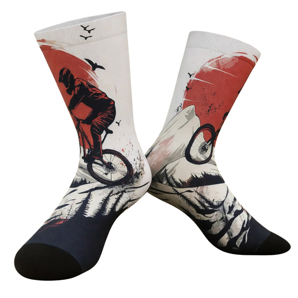 Cycling-Themed Performance Crew Socks – Unisex