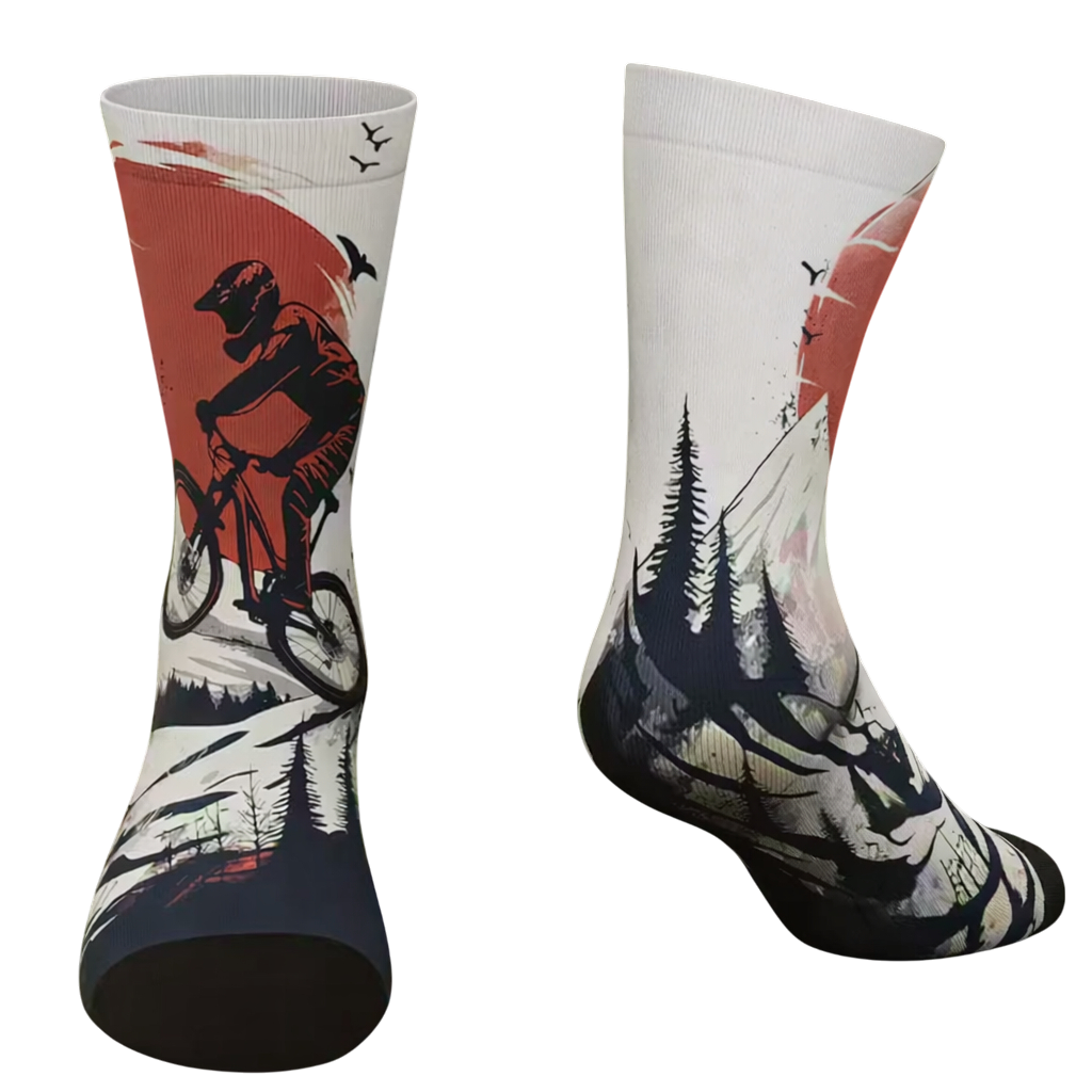 Cycling-Themed Performance Crew Socks – Unisex