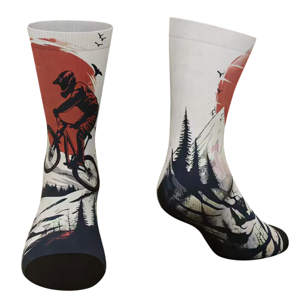 Cycling-Themed Performance Crew Socks – Unisex