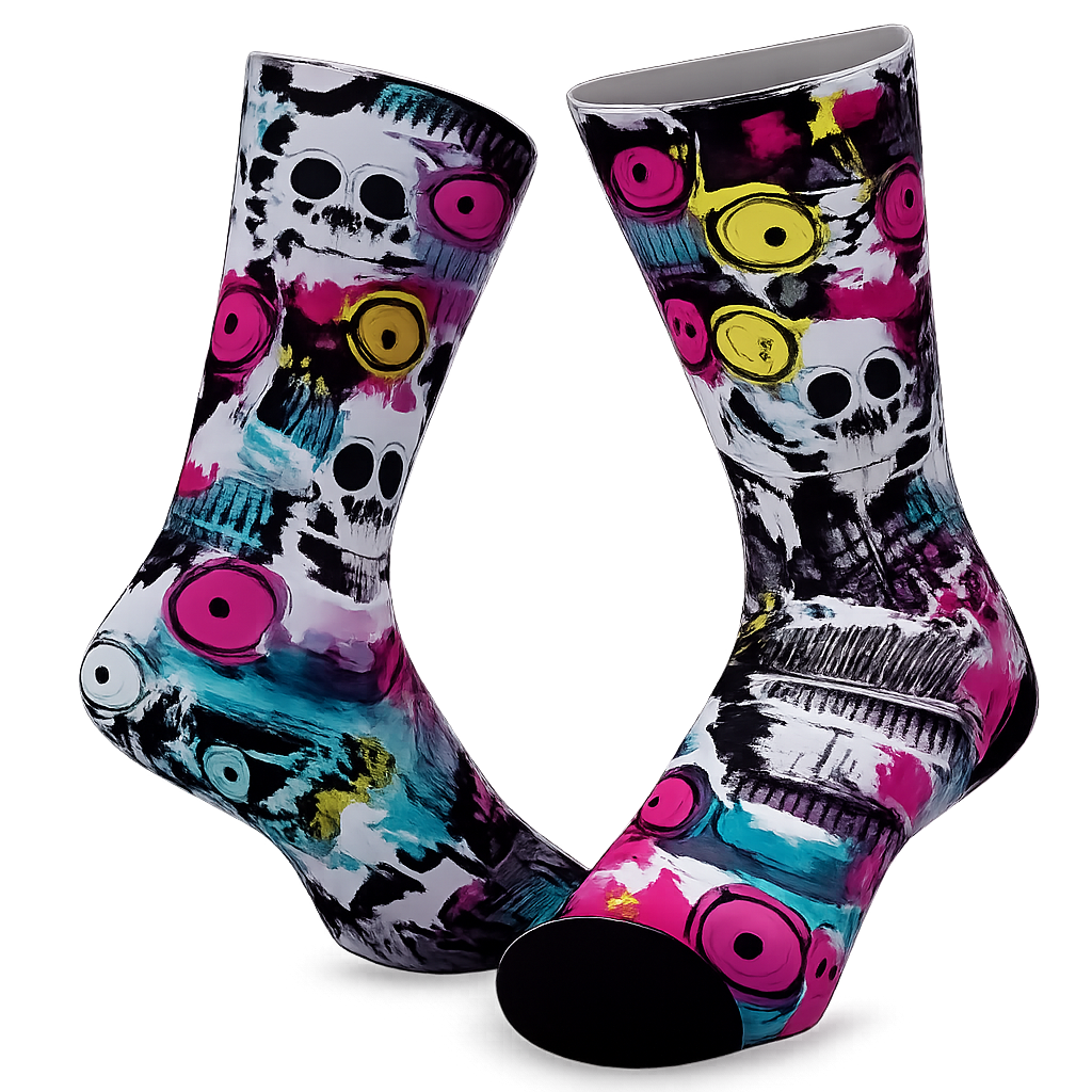 Graffiti Skull Crew Socks – Unisex