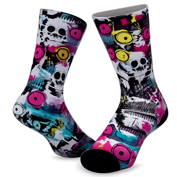 Graffiti Skull Crew Socks – Unisex